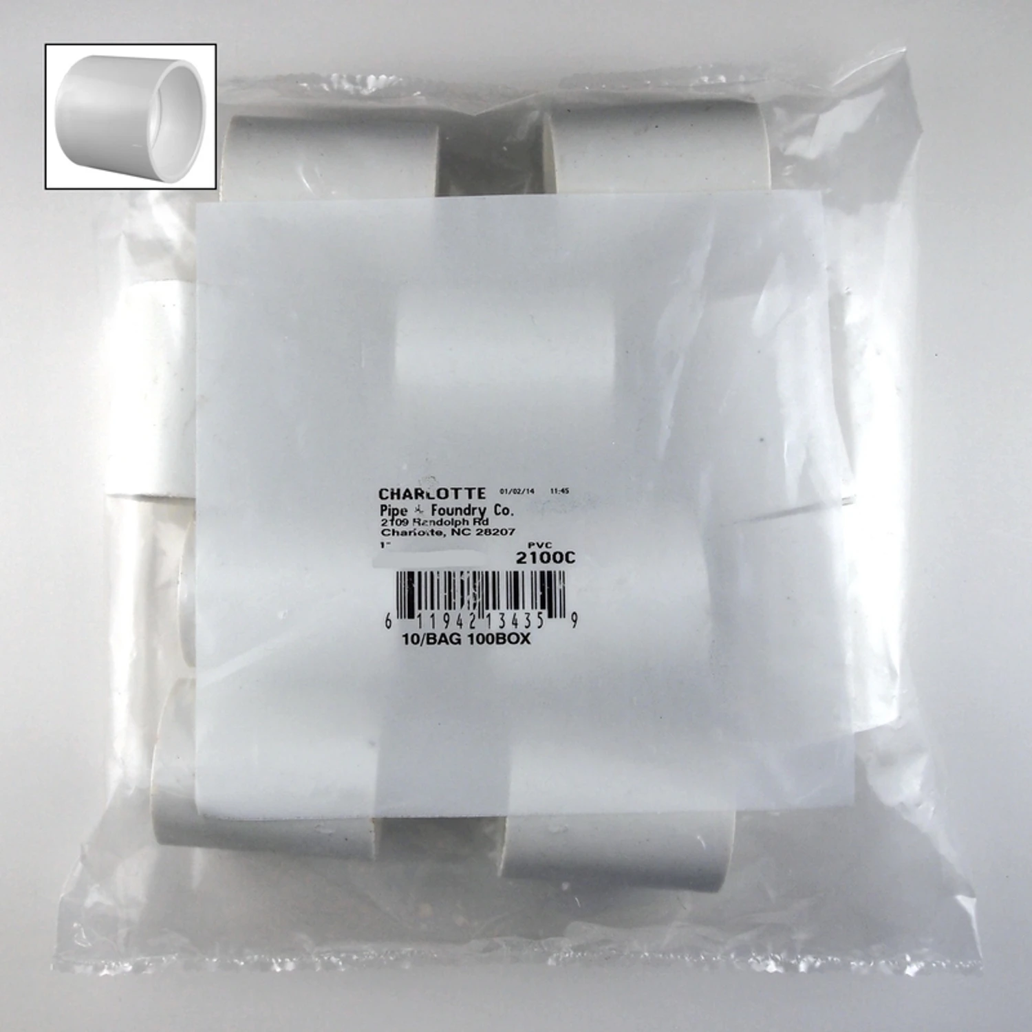 Schedule 40 Pressure Coupling, 1/2 In., 10-Pack