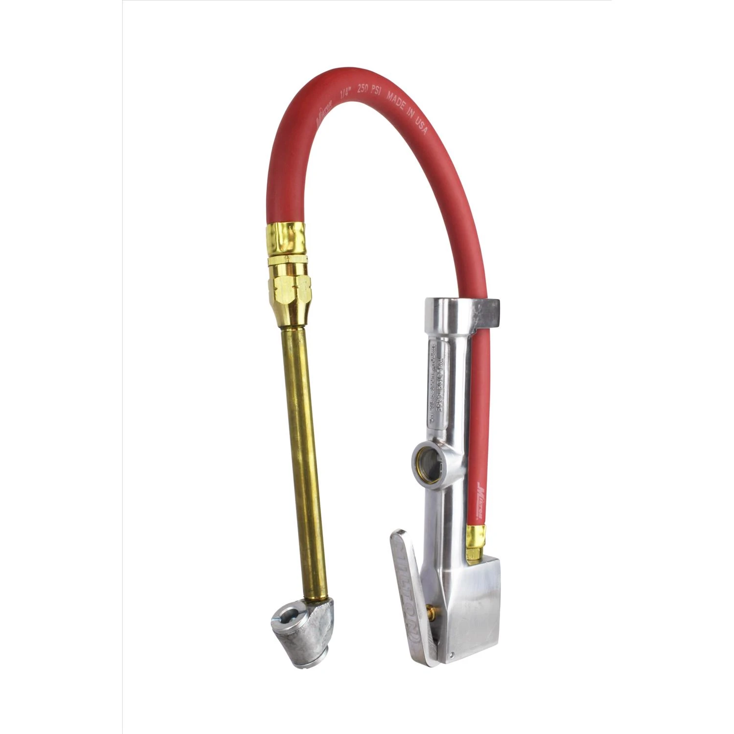 Inflator Gauge, Dual-Head Chuck, 15 In. Hose
