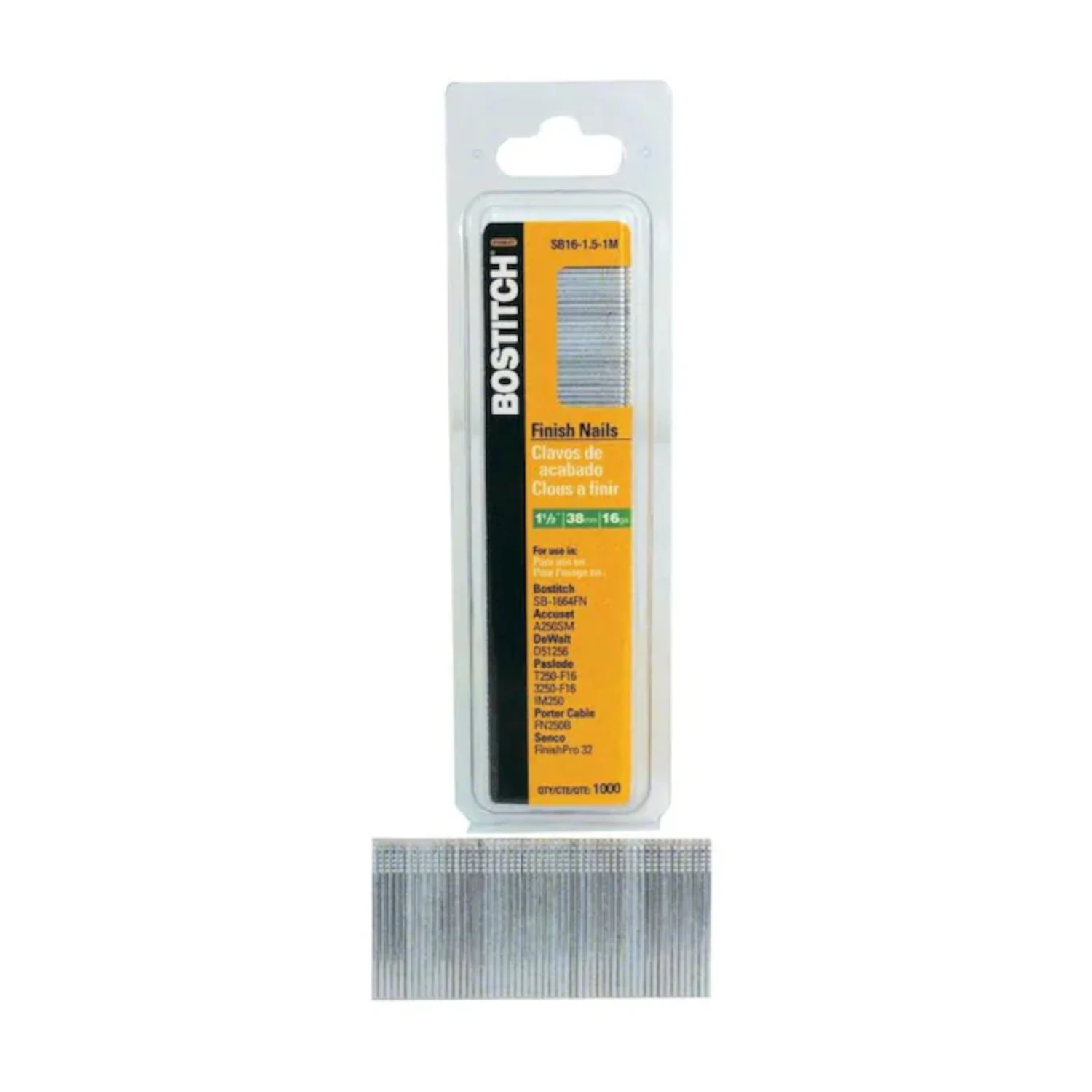 Collated Finish Nails, Flat Angle, 16 Gauge, 1-1/2 In., 1,000-Ct.