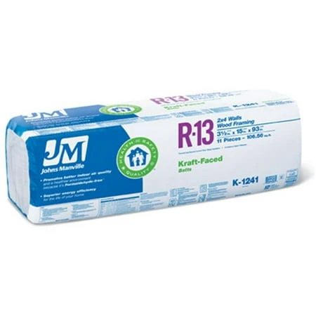 R13 Kraft Faced Batt Insulation, 106.5-Sq. Ft. Coverage, 15 x 93-In.