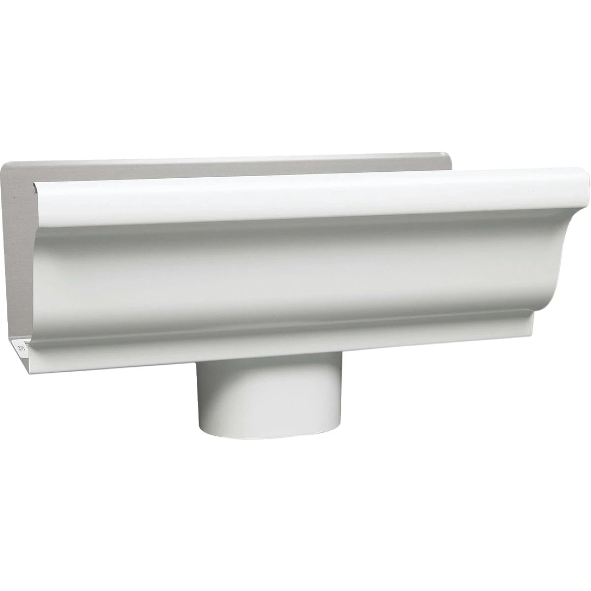 End Piece With 3 In. Drop For 5 In. Gutter, White Galvanized Steel