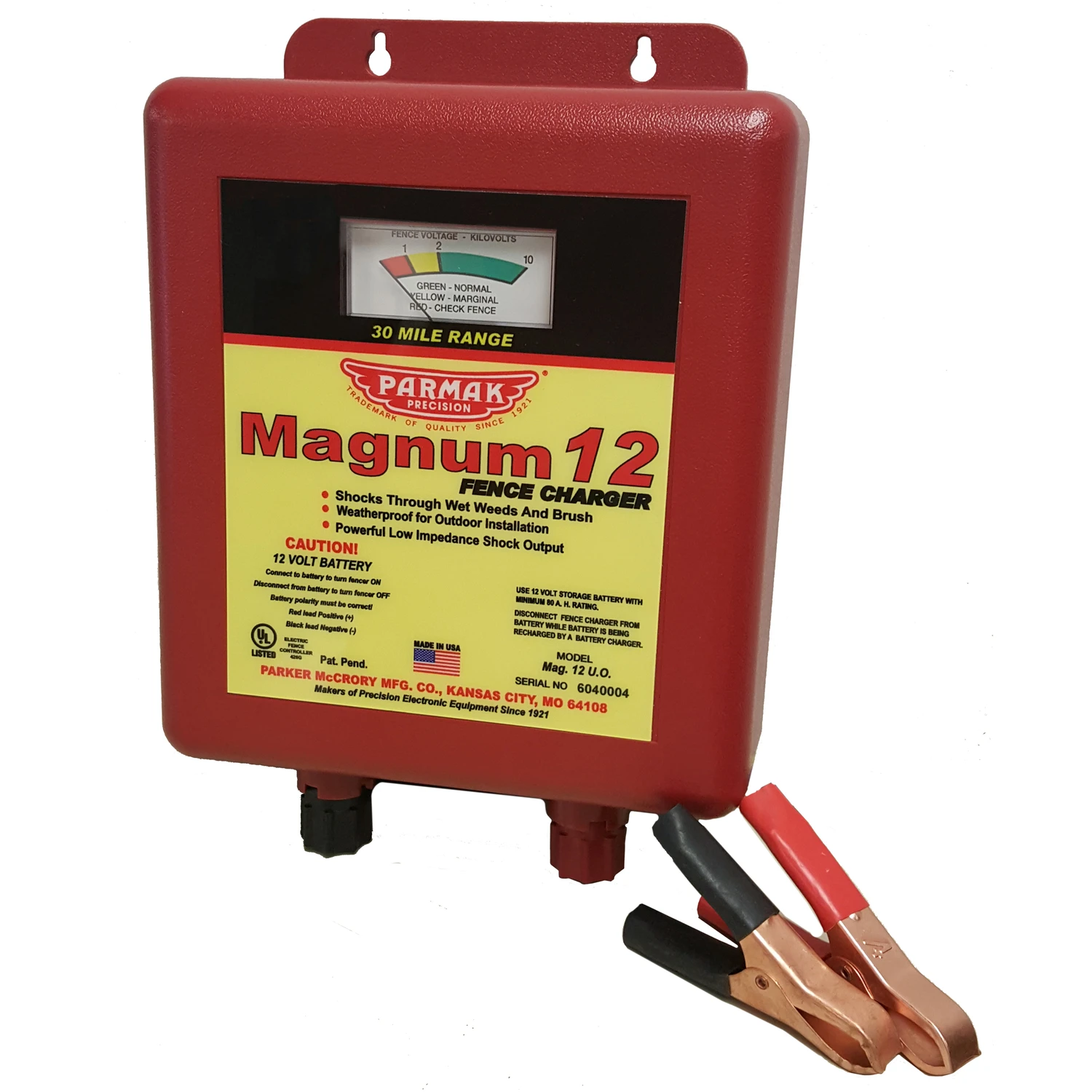 Electric Fence Charger, 30-Mile, Low Impedance, 12-Volt Battery