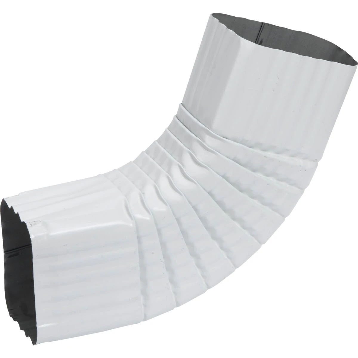 Gutter Side Elbow, Style B, 75 Degree, White Galvanized Steel, 2 x 3 In.