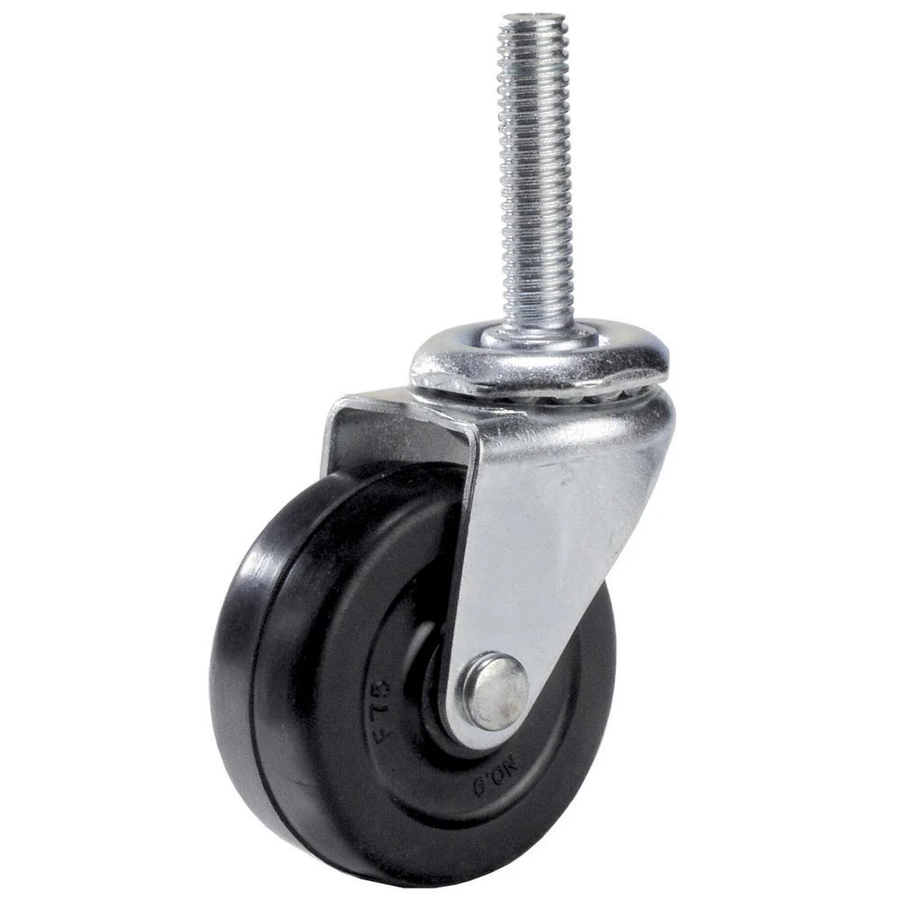 Rubber Wheel Caster, Threaded Stem, 2 In.