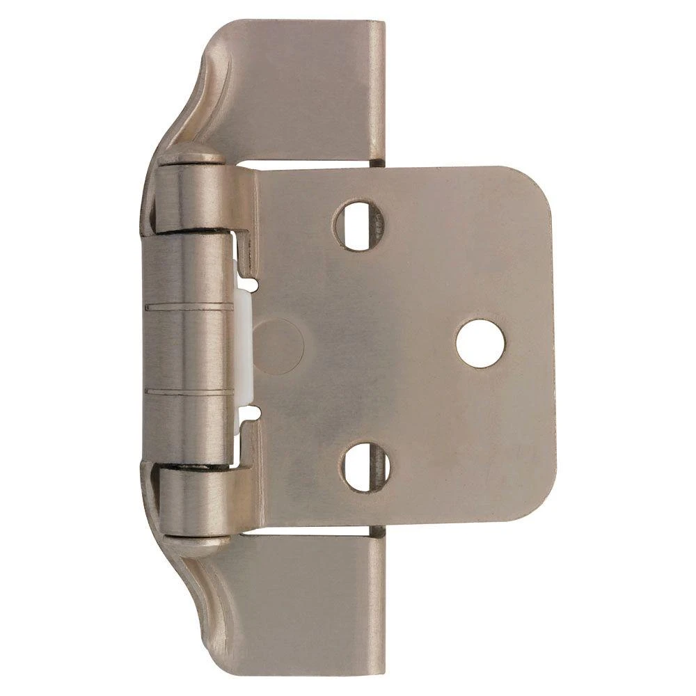 Semi-Wrap Overlay Cabinet Hinge, Satin Nickel, 1/2-In.