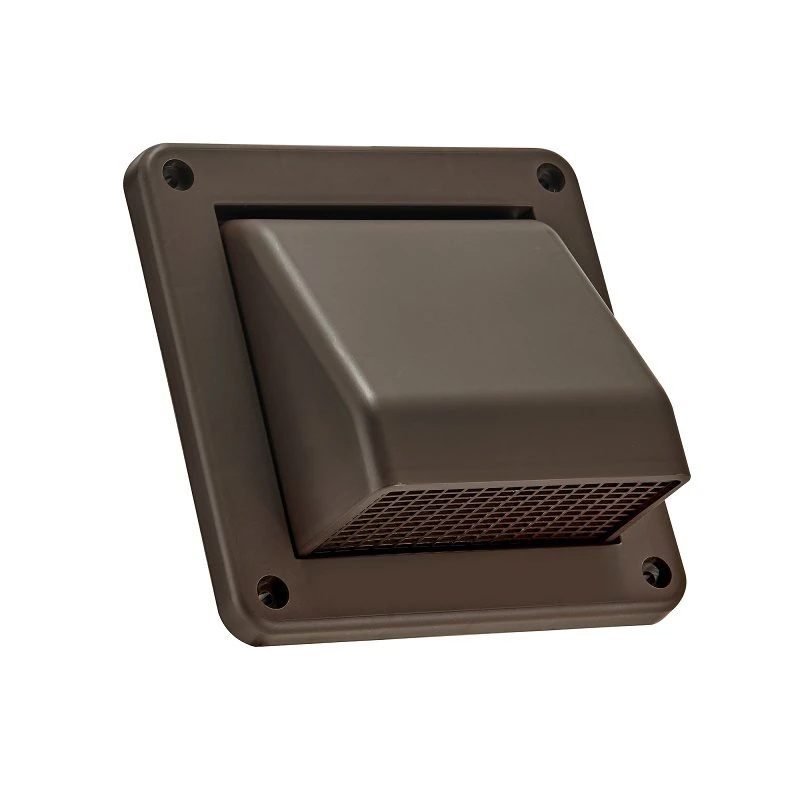 4 In. Fresh Air Intake Vent, Removable Screen, Brown Plastic