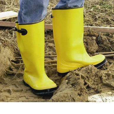 17" Yellow Latex Slush Boot, Black Buckle & Sole. Over the Shoe Style 8200/9