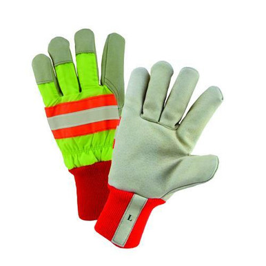 120 gram Positherm Lined, High Visibility Fabric, Grain Pigskin, Knit Wrist CuffHVY1555/L