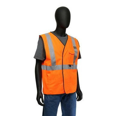 HI-VIS ORANGE ECONOMY SOLID SAFETY VEST WITH HOOK & LOOP FRONT CLOSURE- ANSI/ISEA 107-2015 CLASS 5 47204/2XL