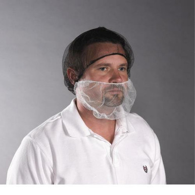 19" White Nylon Beard Cover, 1/8" Opening - "latex free elastic" UCBC-1000