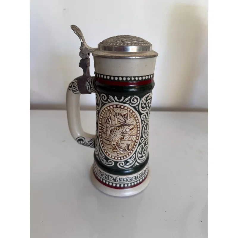 Avon Limited Edition German Style Stein Mug with Silver Flip Top The Strike Rainbow 8.5″