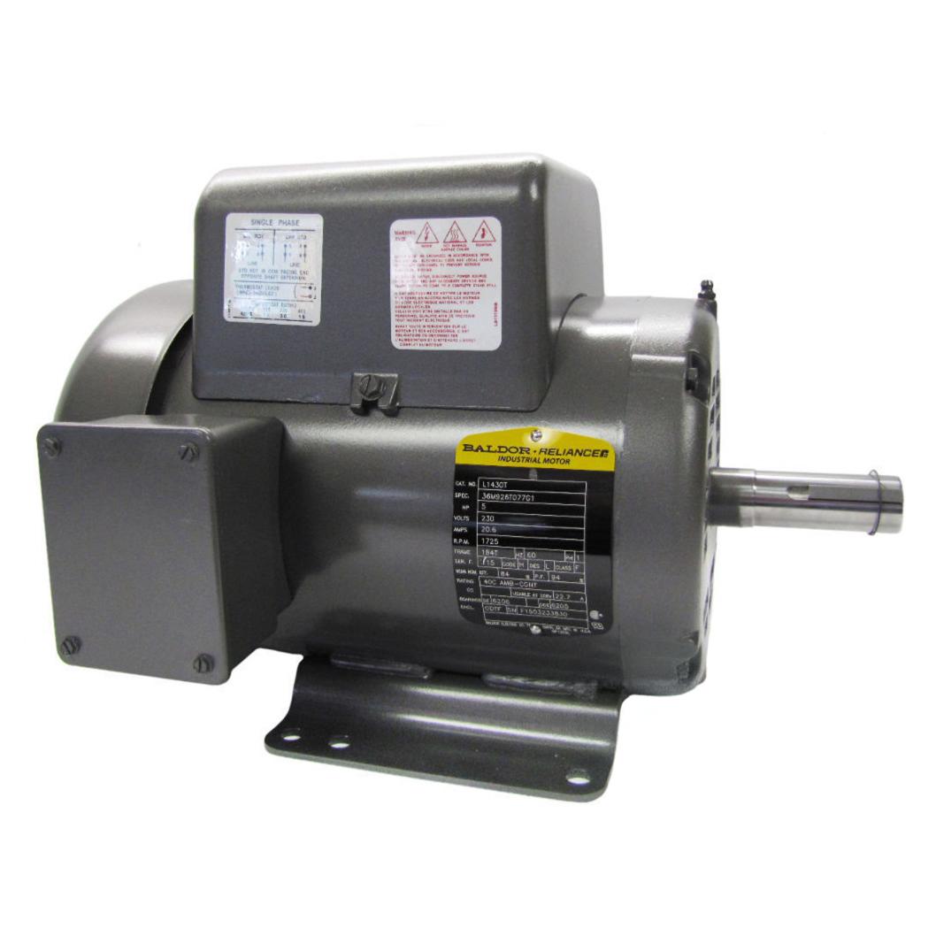 Baldor L1430T 5 HP 1 Phase Electric Motor 1725 RPM 184T Frame 230V ODTF