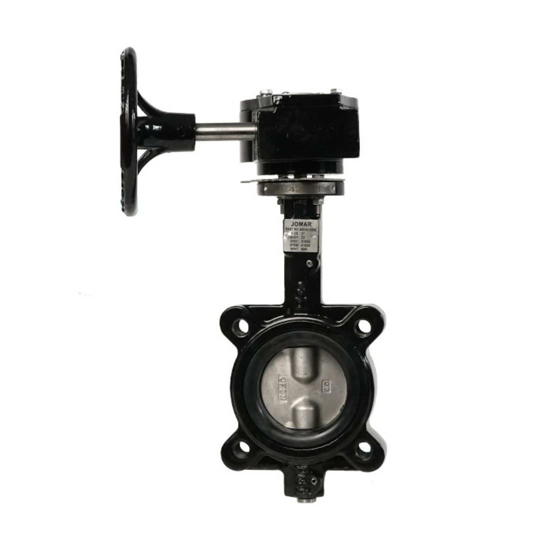 Jomar 600-20DSPG 20 Inch Lug Style Butterfly Valve, Epoxy-Coated Ductile Iron Body, Stainless Steel Disc, PTFE Seat, Gear Operator