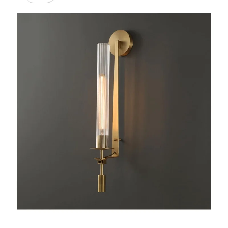Brass Wall Sconce Light Fixture Modern Glass Shade Indoor Lamp LED/Incandescent