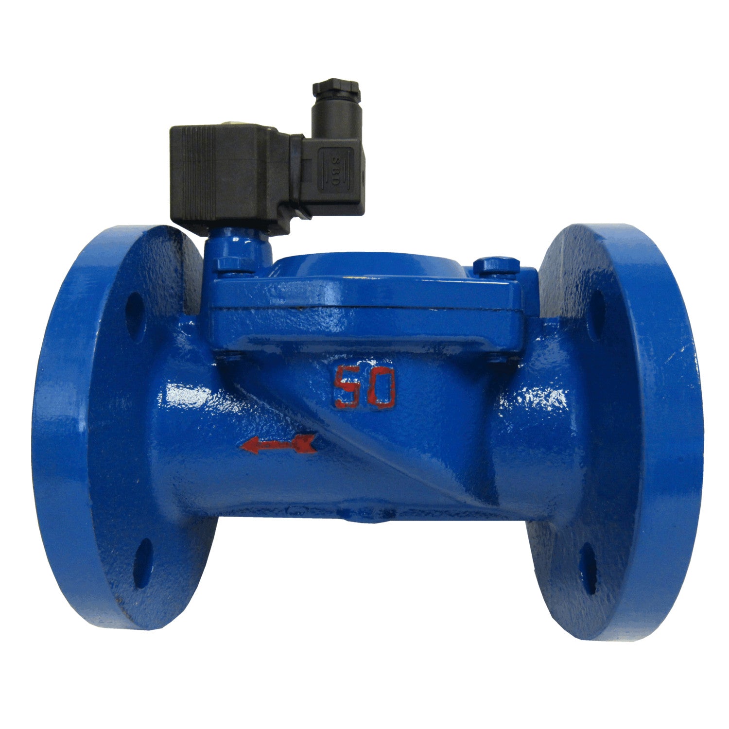 Solenoid Valve, 2 Inch Cast Iron, 24 VDC, Normally Closed, Flanged Connection with Viton Seals