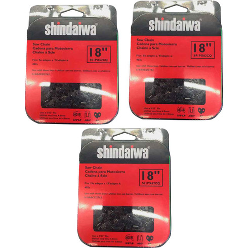 S91PX62CQ Shindaiwa AdvanceCut Chain - 18" and 62 DL - 3 Pack