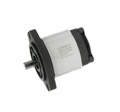 Group 2 Hydraulic Gear Pump: 1.22 CID (20cc), 5/8" Key Shaft, SAE A 2-bolt Mount, SAE 12/10 Ports, CW Rotation