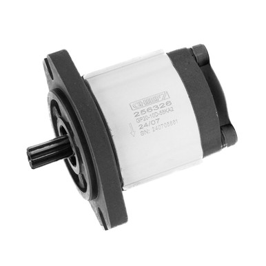 Group 2 Hydraulic Gear Pump: 0.97 CID (16cc), 5/8"-9T Spline Shaft, SAE A 2-bolt Mount, SAE 12/10 Ports, CCW Rotation
