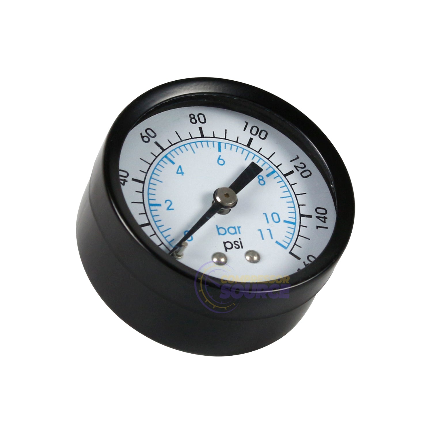 2" Face 160 PSI/11 BAR Pressure Gauge 1/4 Inch Male NPT Center-Back Mount