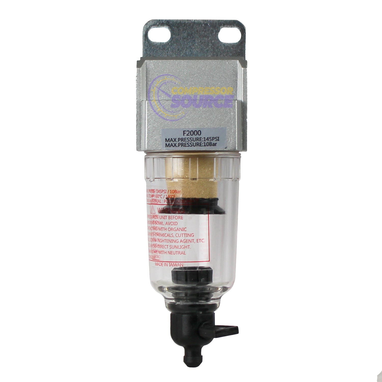 1/4" Compressed Air In Line Moisture Water Filter Trap F202N