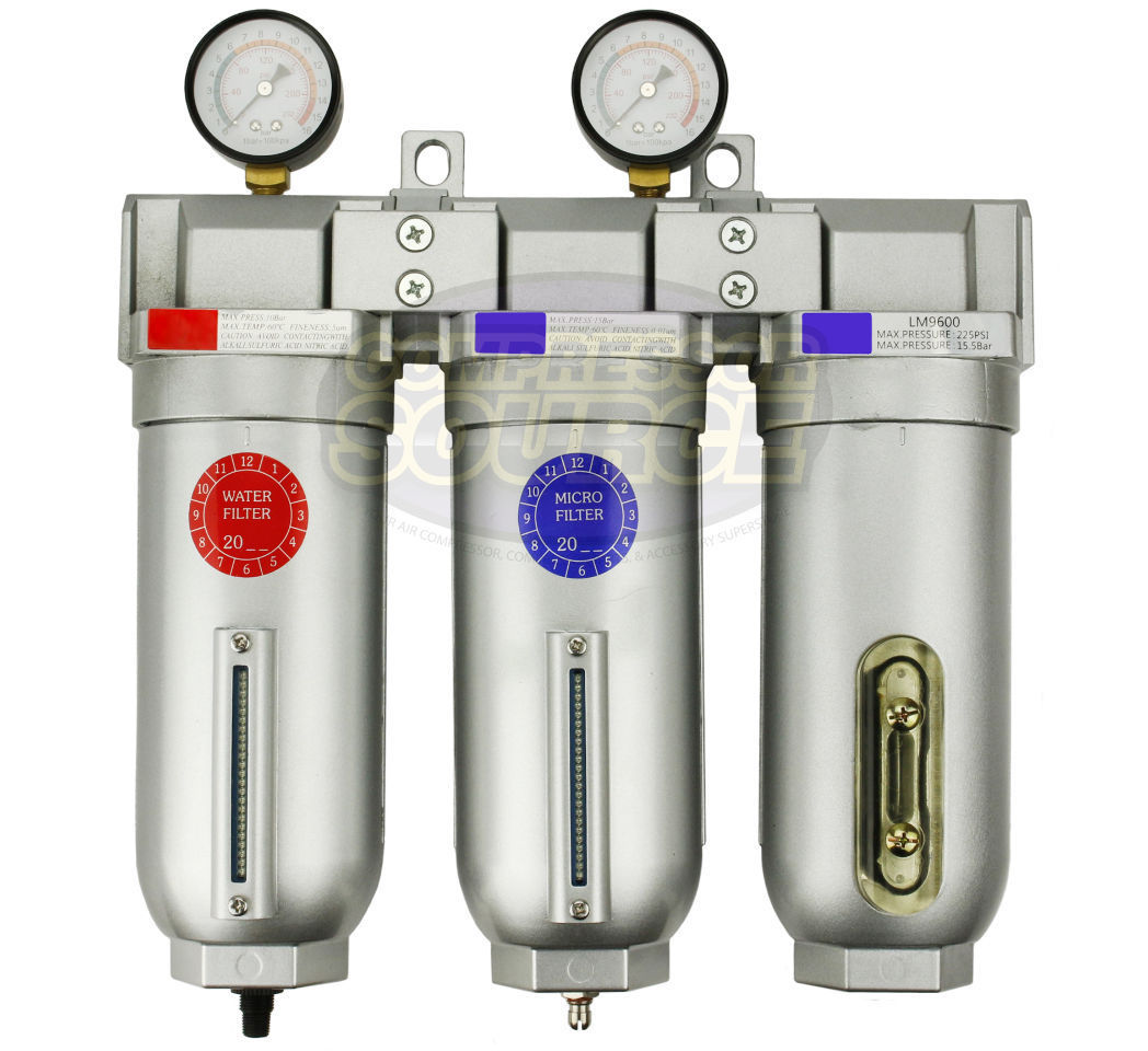 1" Inline Compressed Air Filter Desiccant Dryer Moisture Separator Trap Combo