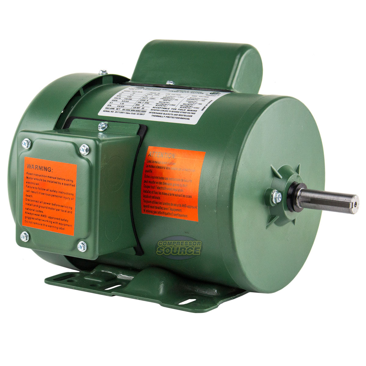 1/3 HP 1 Phase Farm Duty Electric Motor 1725 RPM 56 Frame 115-230V TEFC FM13-18-56