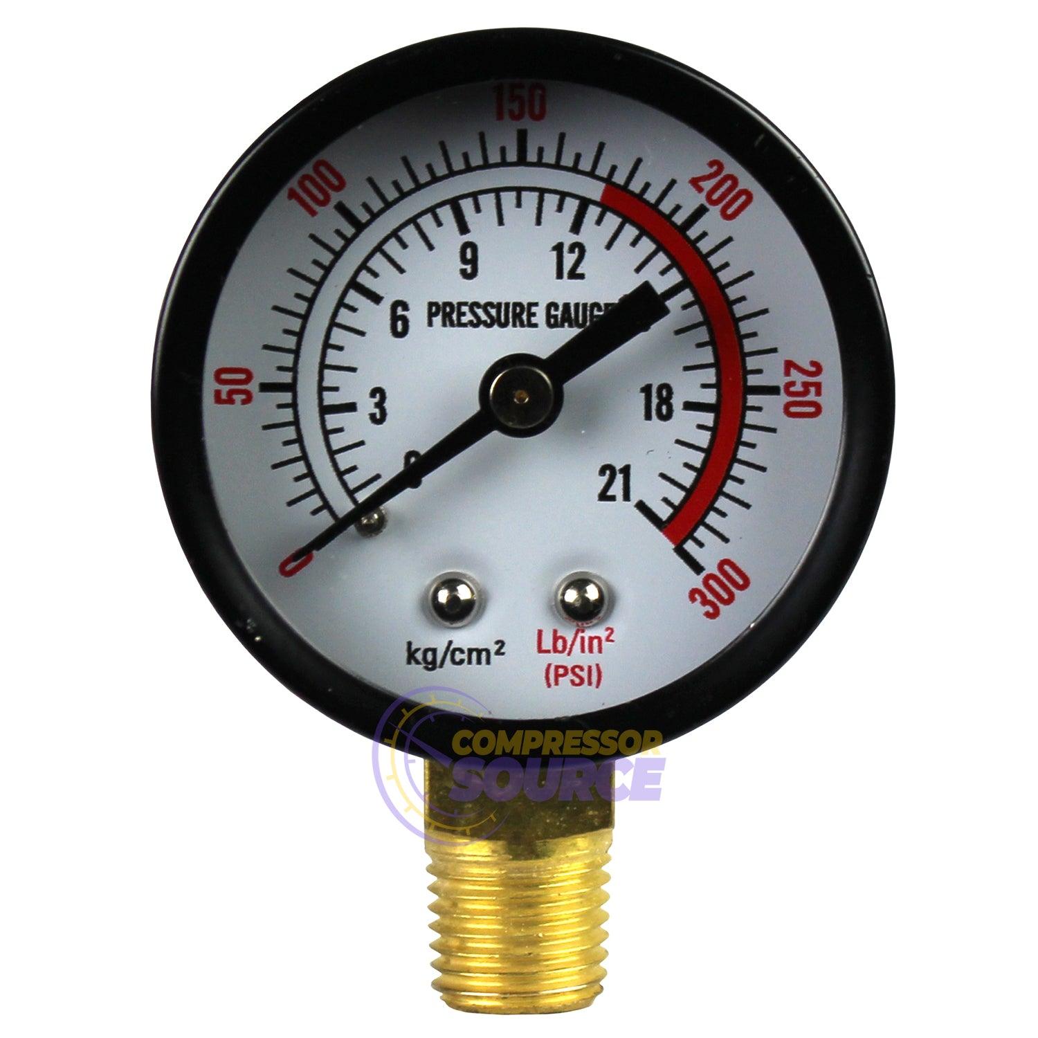 Rolair 300 PSI Pressure Gauge GA250300GC Lower Side Mount 1/4"