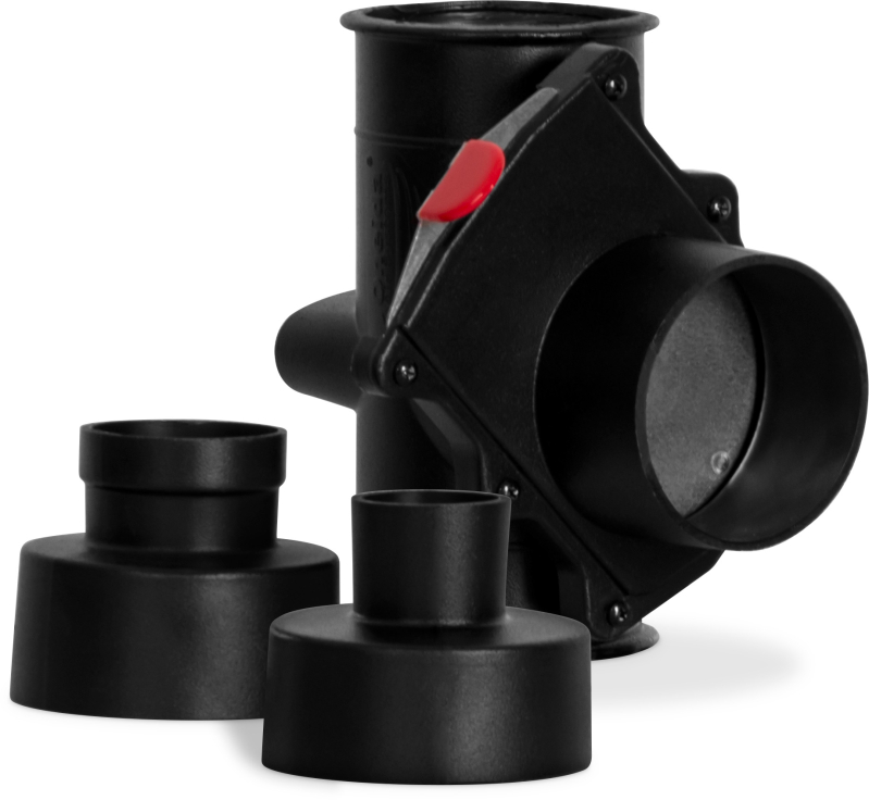 4" x 4" x 4" Quick-Clamp Gated Tee-Joint with 1.5" / 2.5" Adapters