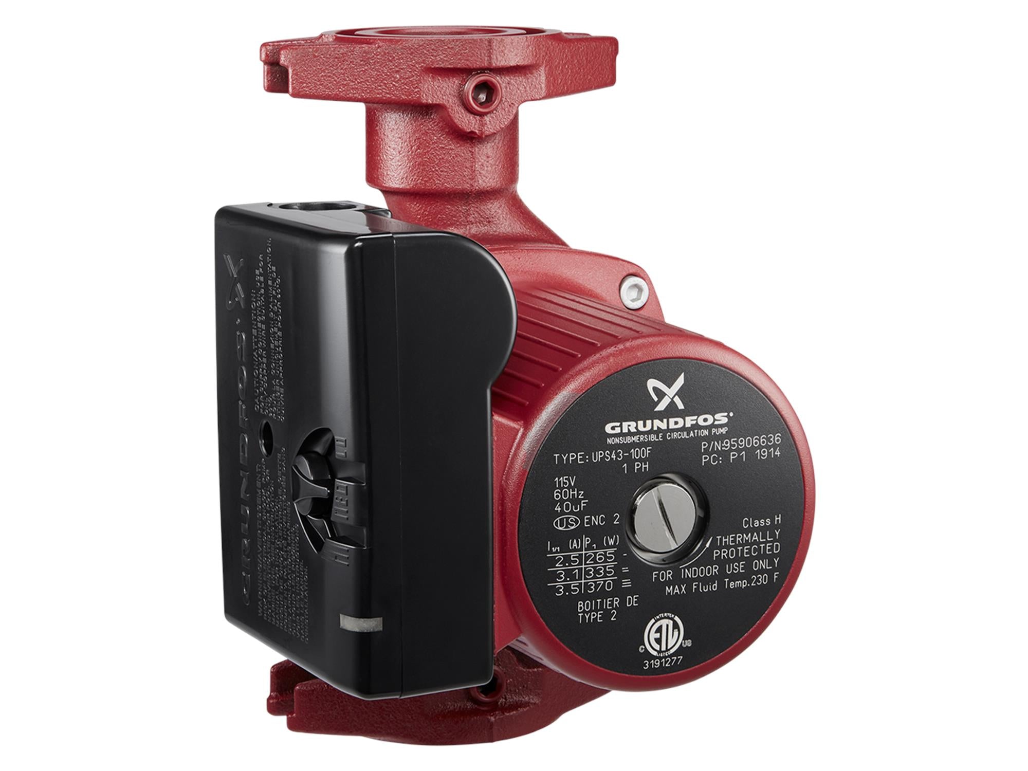 Grundfos 52722514, UPS43-44FC Circulator Pump 115V Three-Speed