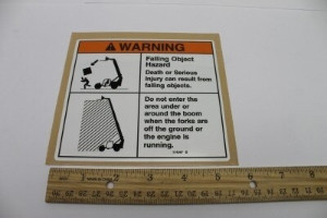 Genie Lift Part # 114367GT - DECAL,FALLING OBJECT HAZARD, EA