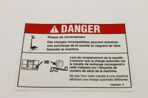 Genie Lift Part # 1000262FRGT - DECAL,WARNING, TIP OVER, PLAT, EA