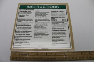 Genie Lift Part # 1000134GT - DECAL,NOTICE,PLAT OP INS,68DC*, EA