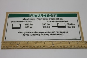 Genie Lift Part # T114640GT - DECAL,NOTICE,MAX CAP GS4069, EA
