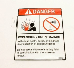 Genie Lift Part # 108591GT - DECAL, DANGER, STARTING FLUID, EA