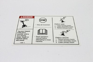 Genie Lift Part # 114397GT - DECAL,DANGER,TILT ALARM, EA