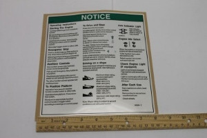 Genie Lift Part # 1000254GT - DECAL,NOTICE,OPERATING INST.IC, EA