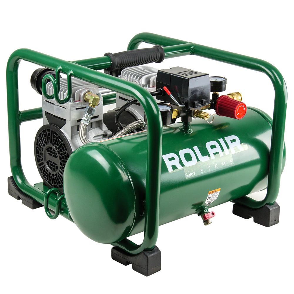 2 HP 1 Stage 3 Gallon Portable Air Compressor 4.5 CFM @ 90 PSI 70dB 115V Rolair JC20