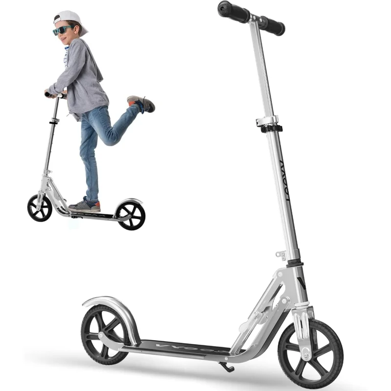 LEEYV Adjustable Height Foldable Kick Scooter for Kids and Adults with Big Wheels