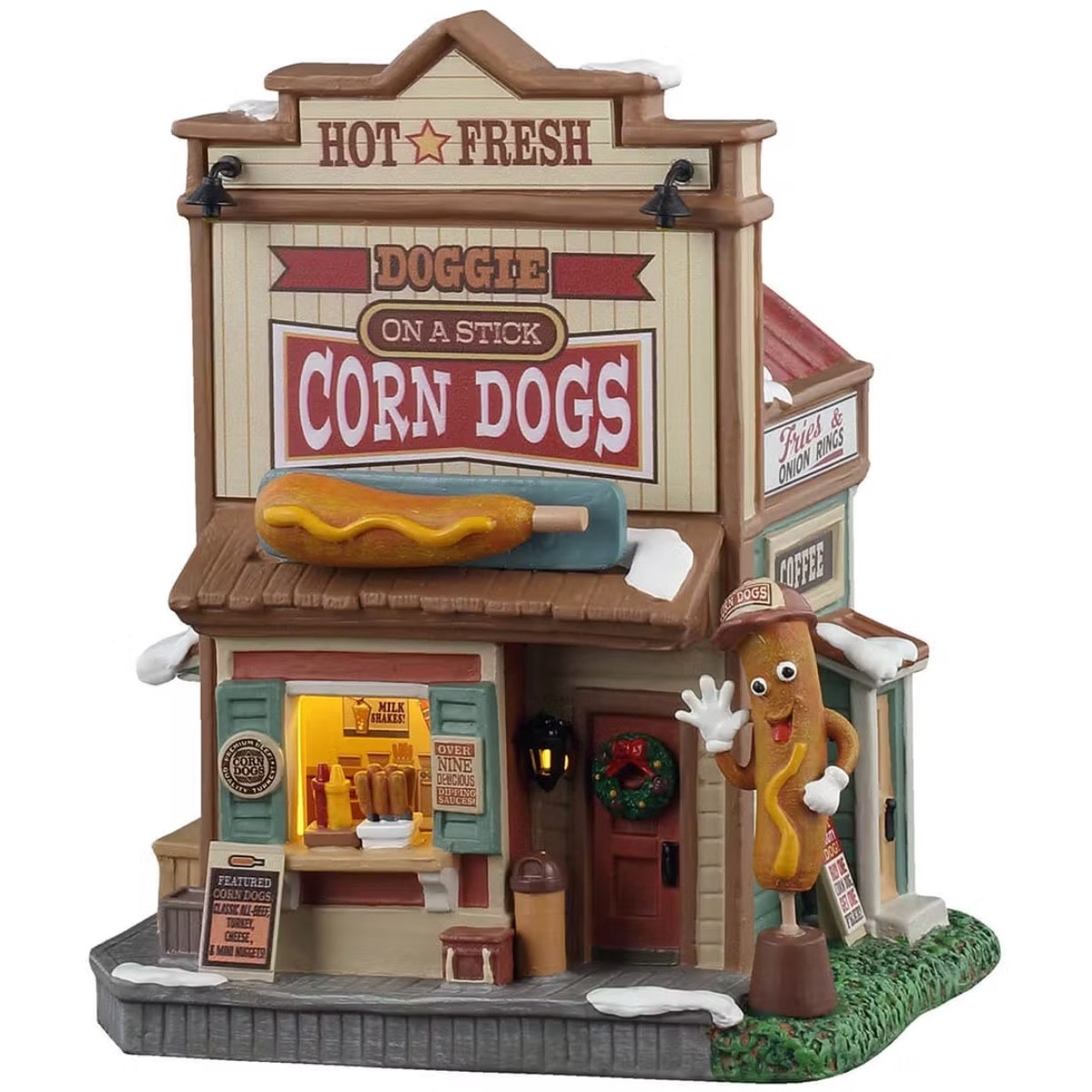 Lemax Harvest Crossing Lighted Building: Doggie on a Stick Corn Dogs #55333