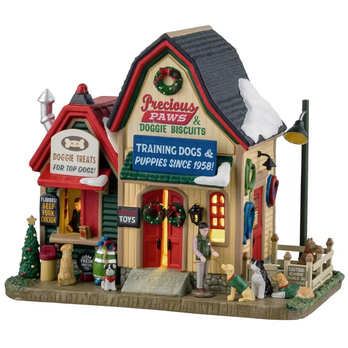 Lemax Harvest Crossing Lighted Building: Precious Paws & Doggie Biscuits #45275