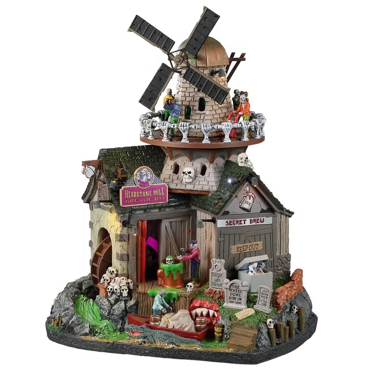 Lemax Spooky Town Headstone Mill Brewery #25849