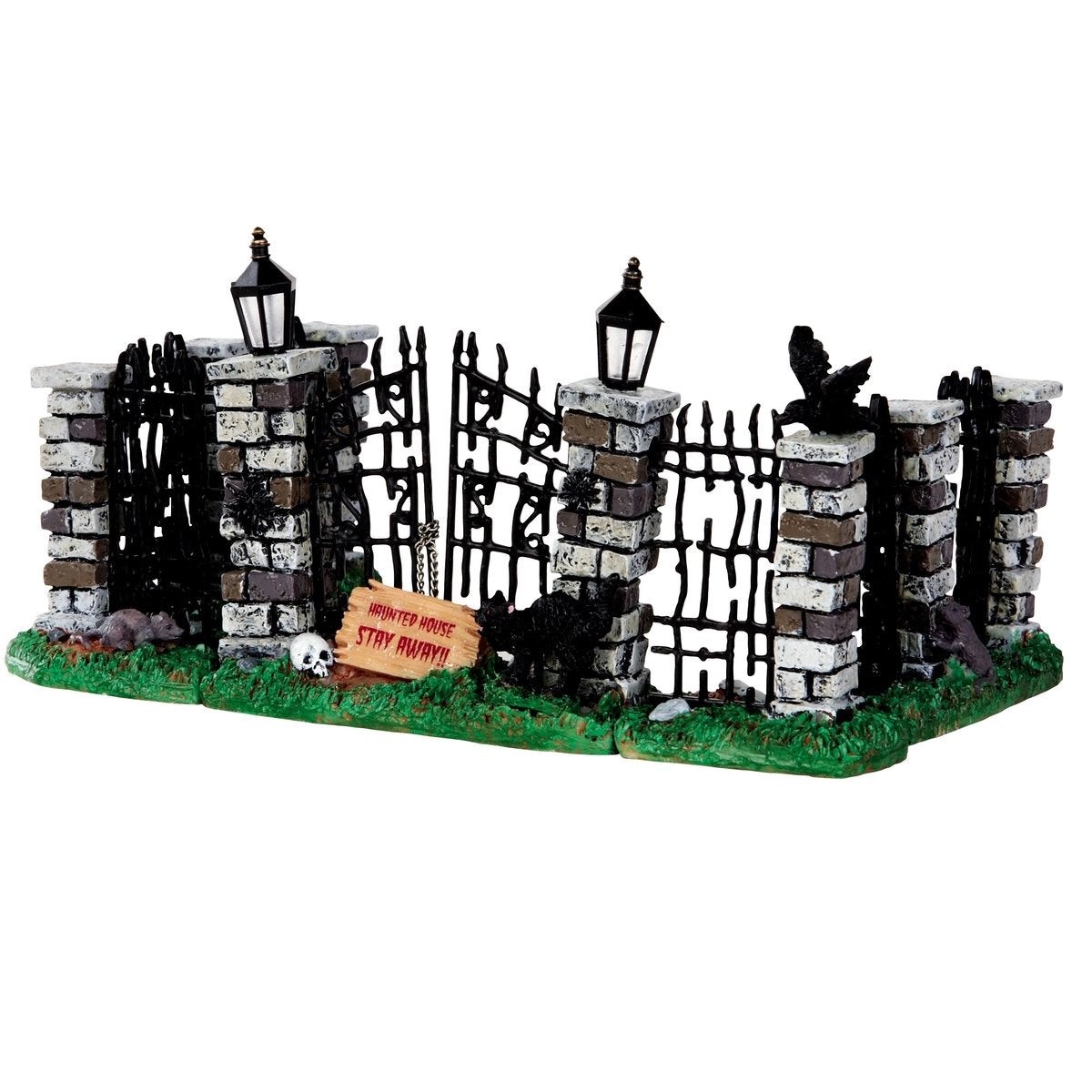 Lemax Spooky Town Iron Gate and Fence, Set of 5 #34606