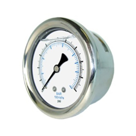 LFSB40-100 | 4" Liquid Filled Pressure Gauge 0-100 PSI Back Mount 1/4"NPT