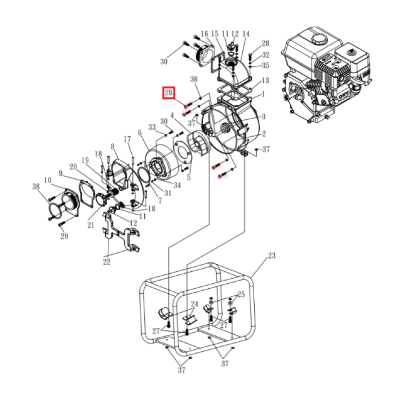 M8 Screw Spare Part for TW3H 3″ Honda Trash Pump