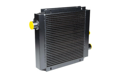 Mobile Oil Cooler w/Fan and Shroud: 12 VDC, 79 GPM Max, SAE 12 Ports