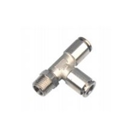 4mm (5/32") OD Tube x 1/4" BSPT - Male Run Tee Connector - Metallic - Push to Connect Fitting