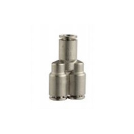 4mm (5/32") OD Tube x 1/8" BSPT - Male Y Connector - Metallic - Push to Connect Fitting