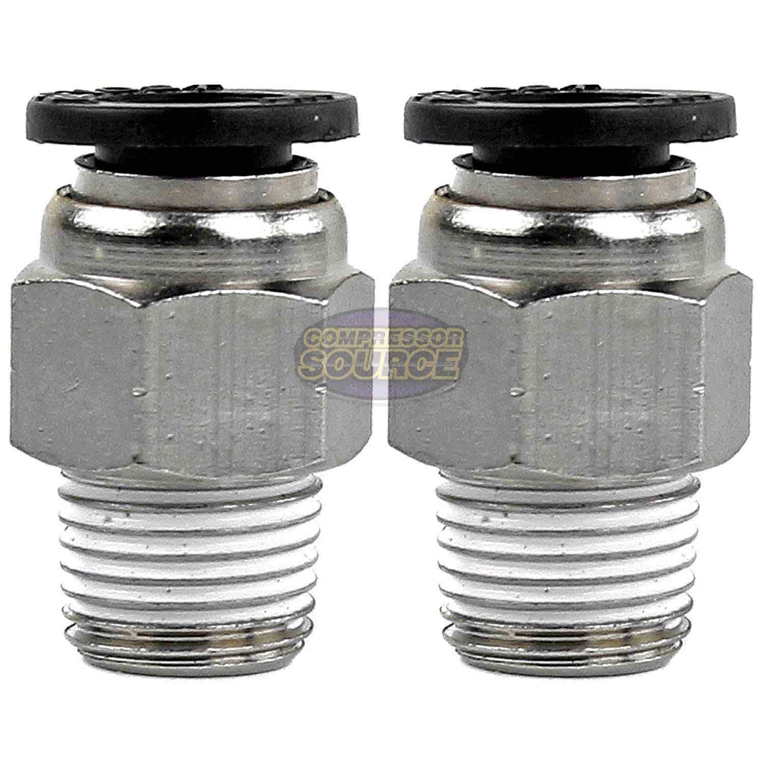 1/8" MNPT x 1/4 OD Tube Female Push In To Lock Connect Straight Fitting Prevost- 2 Pack