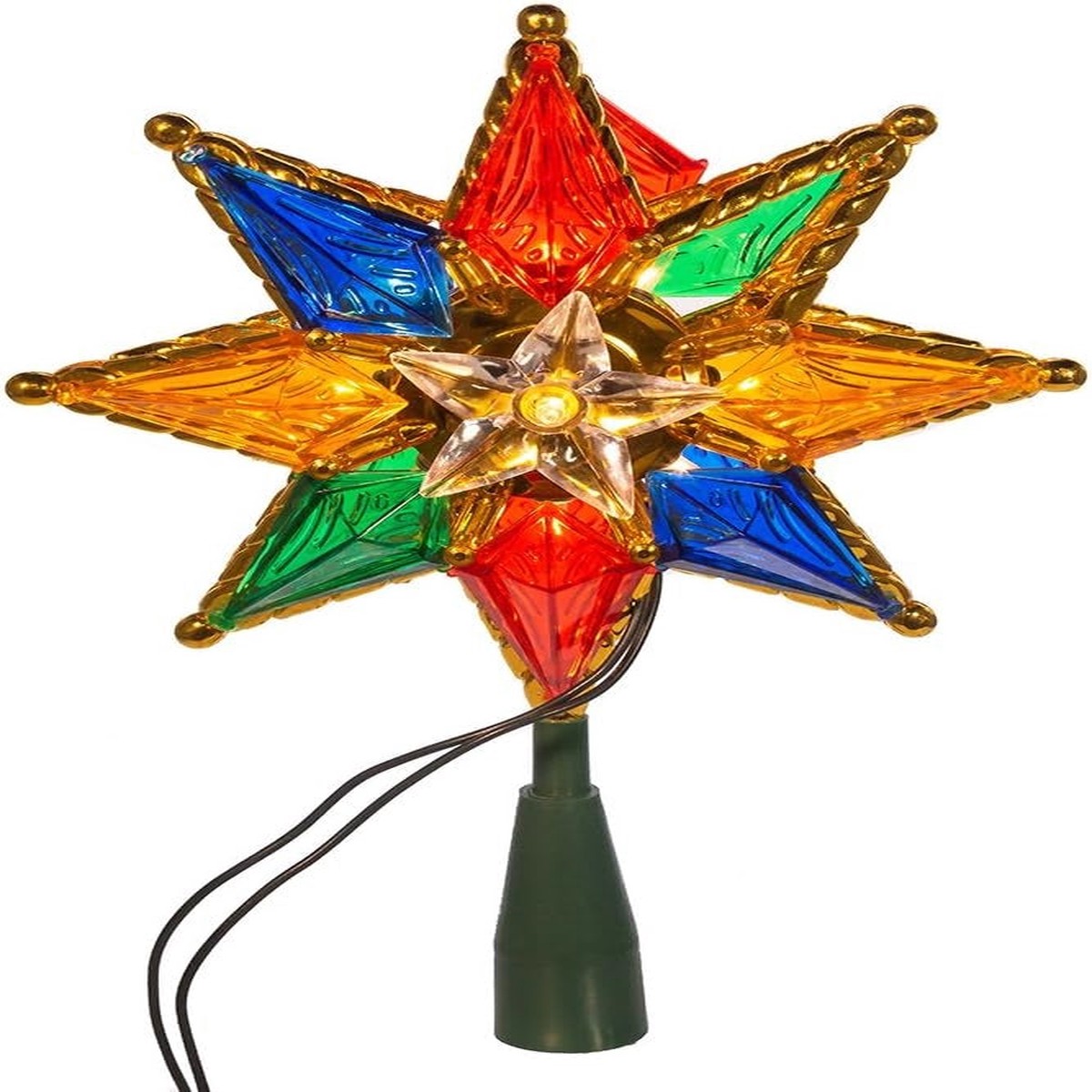Multi-Colored 8-Point Christmas Star Tree Topper
