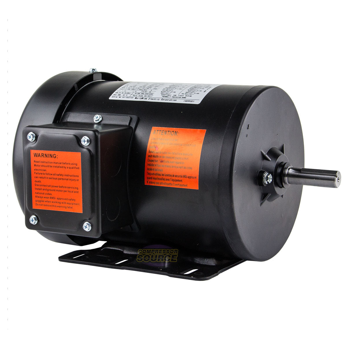 1 HP 3 Phase Electric Motor 1760 RPM 56H Frame 230-460V TEFC NATE1-18-56